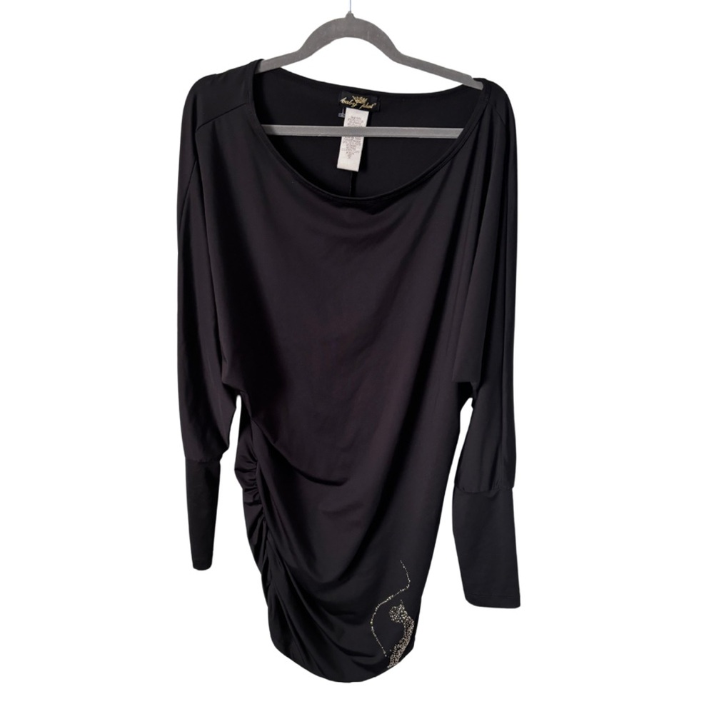 Vintage | Baby Phat | Y2K Black Dolman Sleeve Rhinestone Detail Dress | Size XL